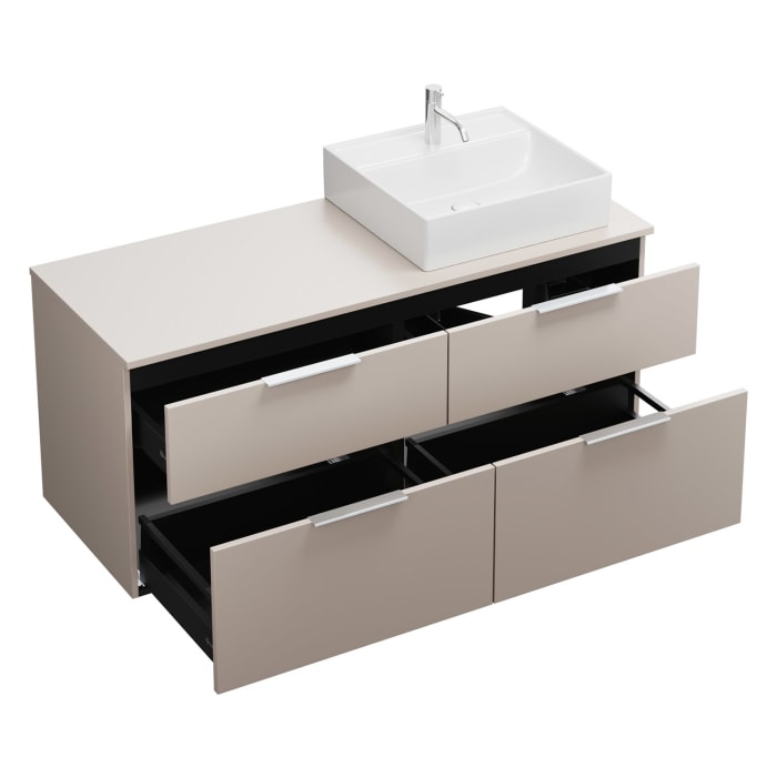 burgbad Eqio Waschtischkombination mit Keramik-Aufsatzwaschtisch 140 cm, rechts, mit Griff G0146