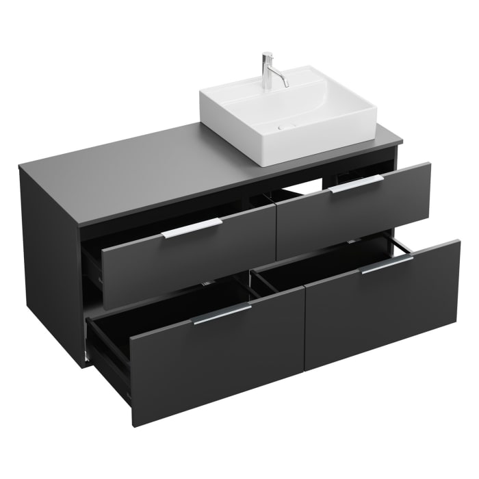 burgbad Eqio Waschtischkombination mit Keramik-Aufsatzwaschtisch 140 cm, rechts, mit Griff G0146