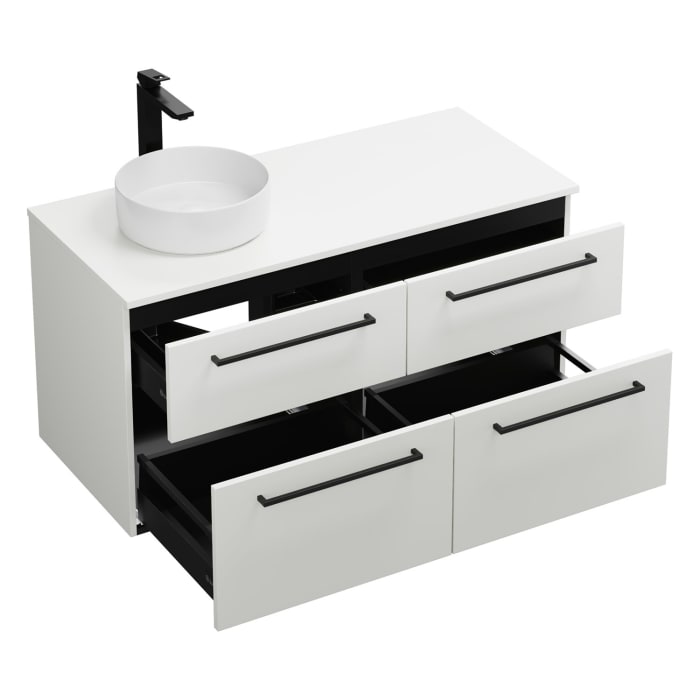 burgbad Eqio Waschtischkombination mit Keramik-Aufsatzwaschtisch 120 cm, links, mit Stangengriff G0234