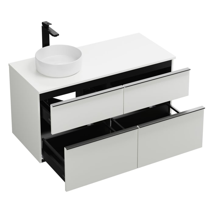 burgbad Eqio Waschtischkombination mit Keramik-Aufsatzwaschtisch 120 cm, links, mit Griffleiste G0252