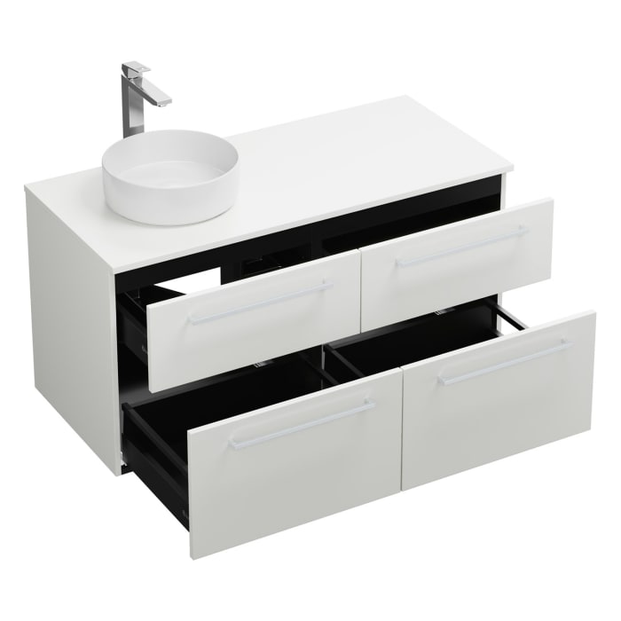 burgbad Eqio Waschtischkombination mit Keramik-Aufsatzwaschtisch 120 cm, links, mit Stangengriff P95