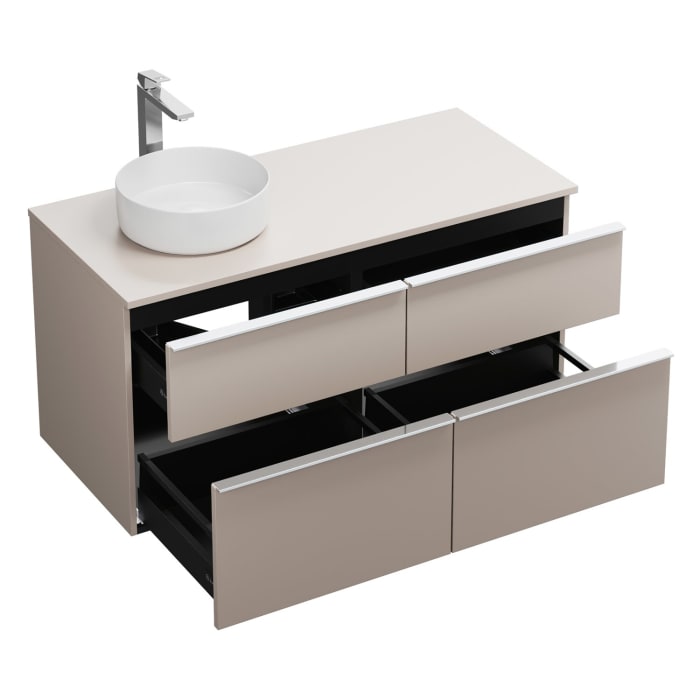 burgbad Eqio Waschtischkombination mit Keramik-Aufsatzwaschtisch 120 cm, links, mit Griffleiste G0251