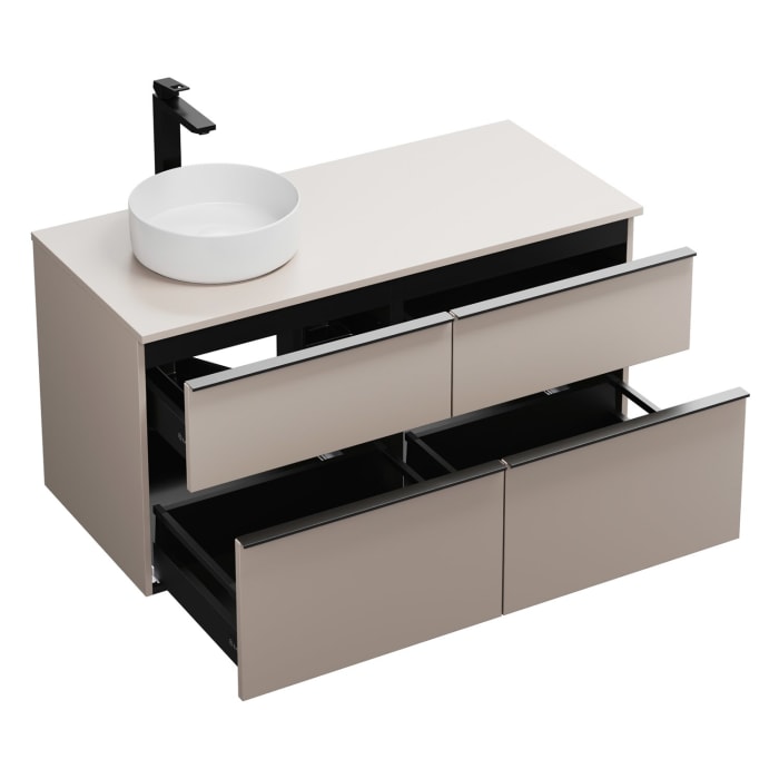 burgbad Eqio Waschtischkombination mit Keramik-Aufsatzwaschtisch 120 cm, links, mit Griffleiste G0252