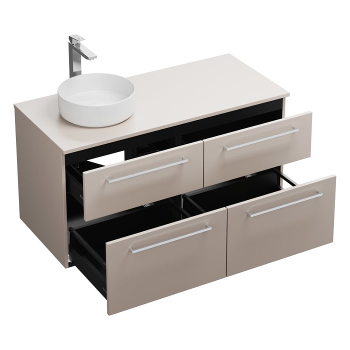 burgbad Eqio Waschtischkombination mit Keramik-Aufsatzwaschtisch 120 cm, links, mit Stangengriff P95