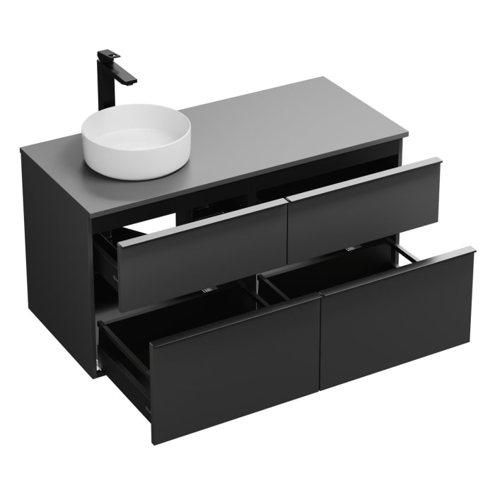 burgbad Eqio Waschtischkombination mit Keramik-Aufsatzwaschtisch 120 cm, links, mit Griffleiste G0252