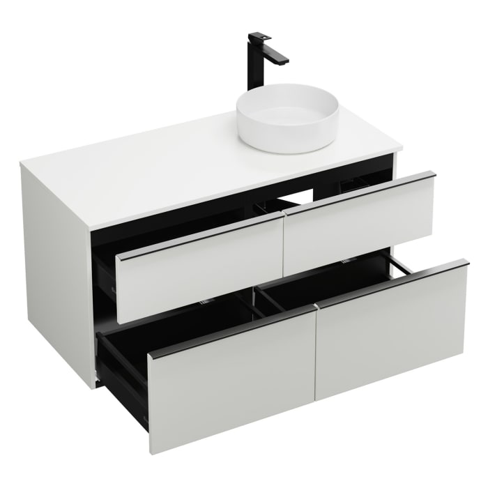 burgbad Eqio Waschtischkombination mit Keramik-Aufsatzwaschtisch 120 cm, rechts, mit Griffleiste G0252