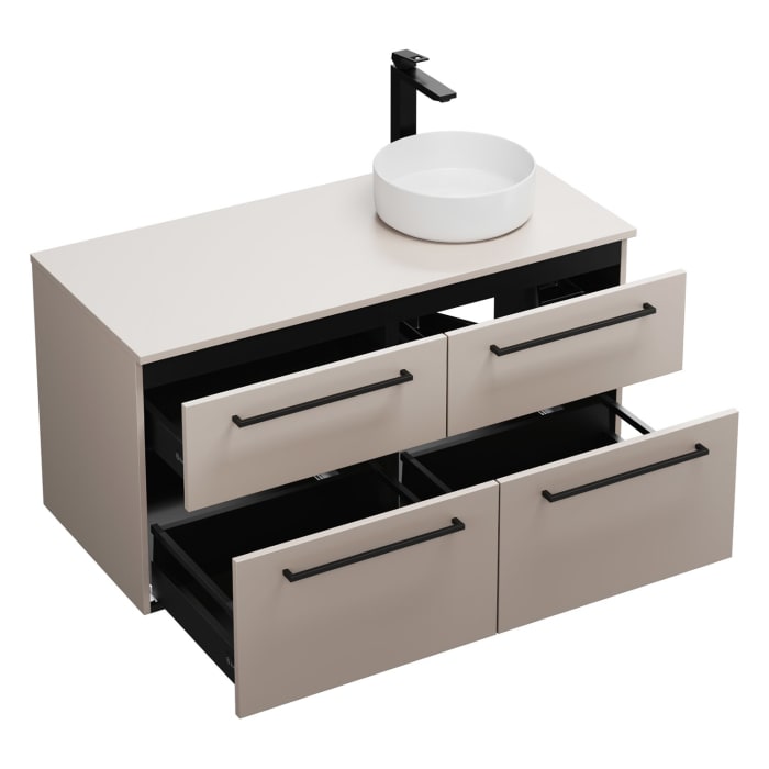 burgbad Eqio Waschtischkombination mit Keramik-Aufsatzwaschtisch 120 cm, rechts, mit Stangengriff G0234