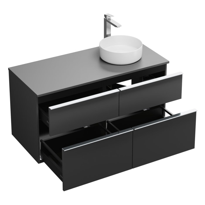 burgbad Eqio Waschtischkombination mit Keramik-Aufsatzwaschtisch 120 cm, rechts, mit Griffleiste G0251