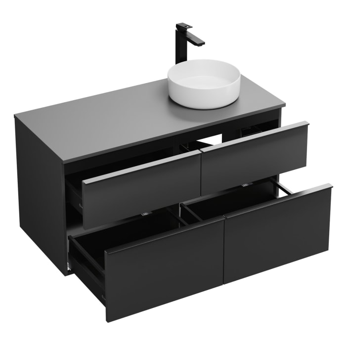 burgbad Eqio Waschtischkombination mit Keramik-Aufsatzwaschtisch 120 cm, rechts, mit Griffleiste G0252