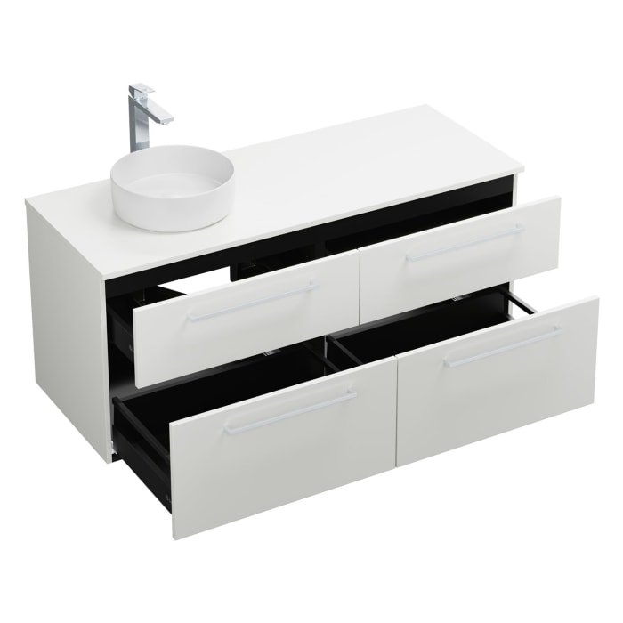 burgbad Eqio Waschtischkombination mit Keramik-Aufsatzwaschtisch 140 cm, links, mit Stangengriff P95