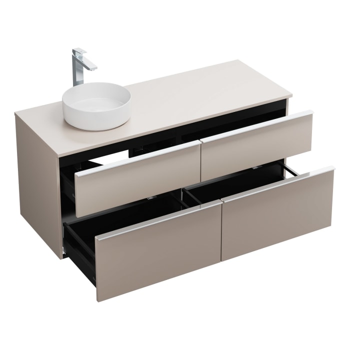 burgbad Eqio Waschtischkombination mit Keramik-Aufsatzwaschtisch 140 cm, links, mit Griffleiste G0251