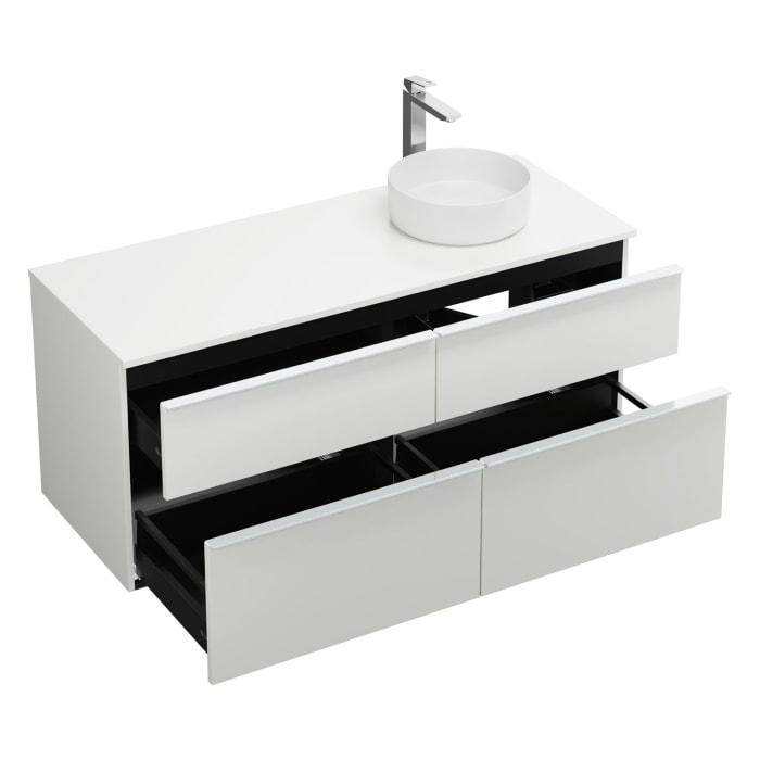 burgbad Eqio Waschtischkombination mit Keramik-Aufsatzwaschtisch 140 cm, rechts, mit Griffleiste G0251