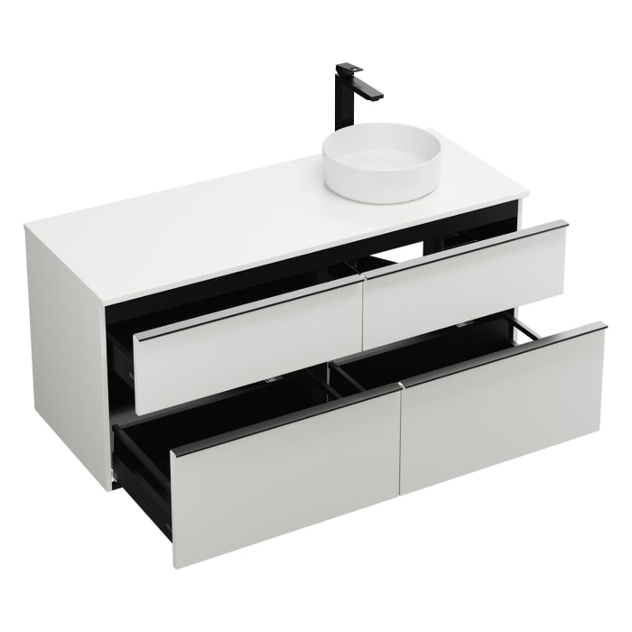 burgbad Eqio Waschtischkombination mit Keramik-Aufsatzwaschtisch 140 cm, rechts, mit Griffleiste G0252