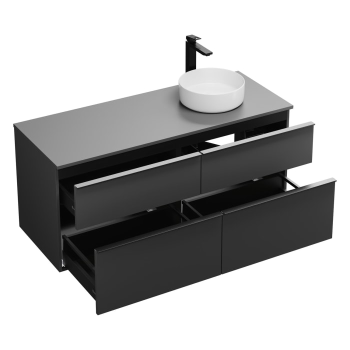 burgbad Eqio Waschtischkombination mit Keramik-Aufsatzwaschtisch 140 cm, rechts, mit Griffleiste G0252