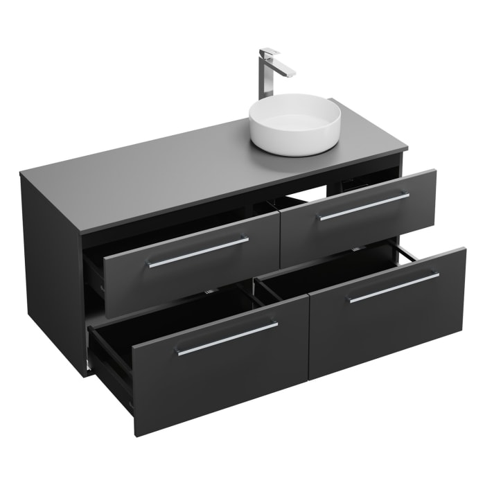 burgbad Eqio Waschtischkombination mit Keramik-Aufsatzwaschtisch 140 cm, rechts, mit Stangengriff P95