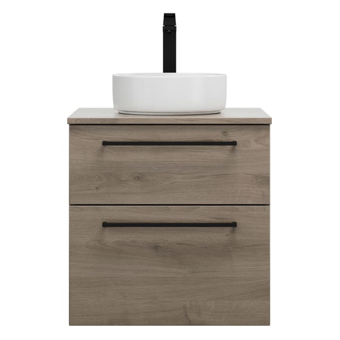 burgbad Eqio Waschtischkombination mit Keramik-Aufsatzwaschtisch 60 cm, mit Stangengriff G0234