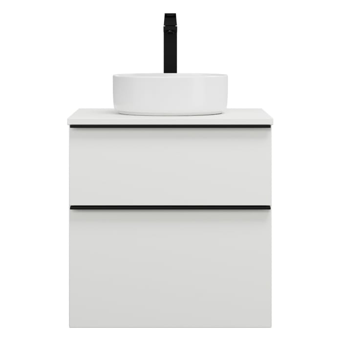 burgbad Eqio Waschtischkombination mit Keramik-Aufsatzwaschtisch 60 cm, Griffleiste G0252