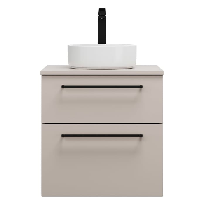 burgbad Eqio Waschtischkombination mit Keramik-Aufsatzwaschtisch 60 cm, mit Stangengriff G0234