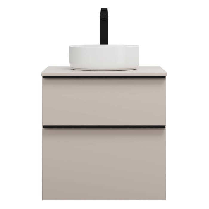 burgbad Eqio Waschtischkombination mit Keramik-Aufsatzwaschtisch 60 cm, Griffleiste G0252