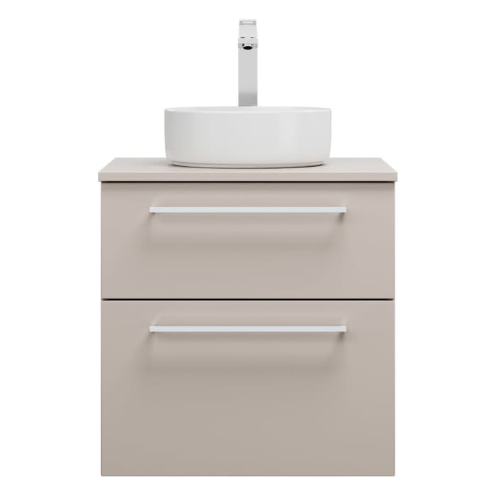 burgbad Eqio Waschtischkombination mit Keramik-Aufsatzwaschtisch 60 cm, mit Stangengriff P95