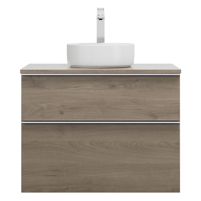 burgbad Eqio Waschtischkombination mit Keramik-Aufsatzwaschtisch 80 cm, mit Griffleiste G0251