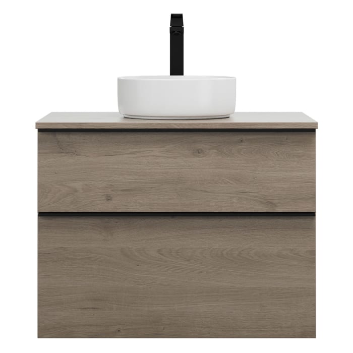 burgbad Eqio Waschtischkombination mit Keramik-Aufsatzwaschtisch 80 cm, mit Griffleiste G0252