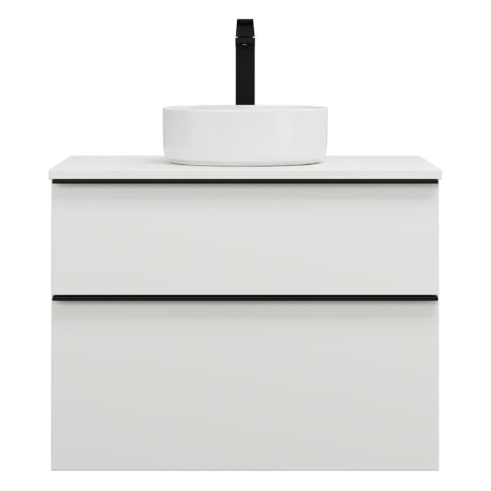 burgbad Eqio Waschtischkombination mit Keramik-Aufsatzwaschtisch 80 cm, mit Griffleiste G0252