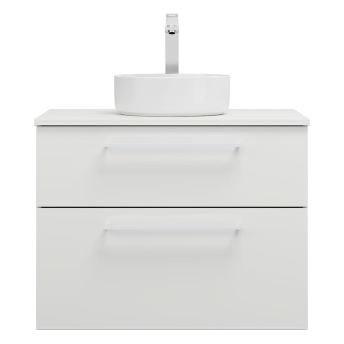 burgbad Eqio Waschtischkombination mit Keramik-Aufsatzwaschtisch 80 cm, mit Stangengriff P95