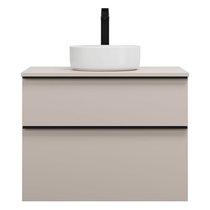 burgbad Eqio Waschtischkombination mit Keramik-Aufsatzwaschtisch 80 cm, mit Griffleiste G0252