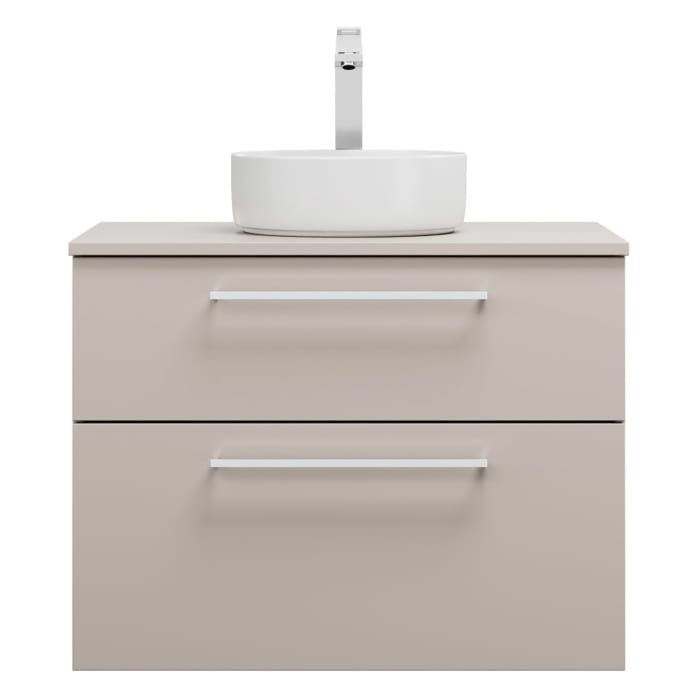 burgbad Eqio Waschtischkombination mit Keramik-Aufsatzwaschtisch 80 cm, mit Stangengriff P95