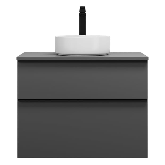 burgbad Eqio Waschtischkombination mit Keramik-Aufsatzwaschtisch 80 cm, mit Griffleiste G0252