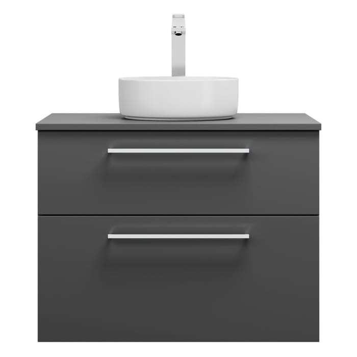 burgbad Eqio Waschtischkombination mit Keramik-Aufsatzwaschtisch 80 cm, mit Stangengriff P95