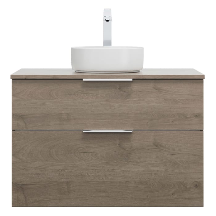 burgbad Eqio Waschtischkombination mit Keramik-Aufsatzwaschtisch 90 cm, mit Griff G0146