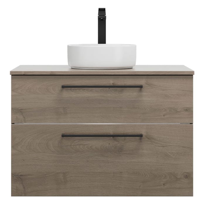 burgbad Eqio Waschtischkombination mit Keramik-Aufsatzwaschtisch 90 cm, mit Stangengriff G0234