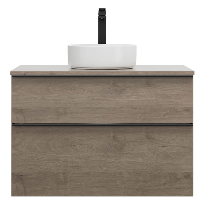 burgbad Eqio Waschtischkombination mit Keramik-Aufsatzwaschtisch 90 cm, mit Griffleiste G0252