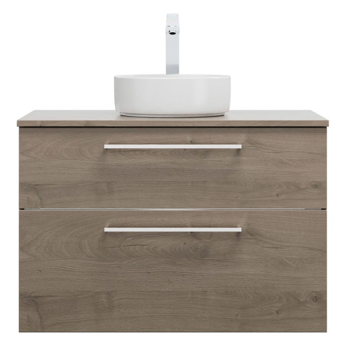 burgbad Eqio Waschtischkombination mit Keramik-Aufsatzwaschtisch 90 cm, mit Stangengriff P95