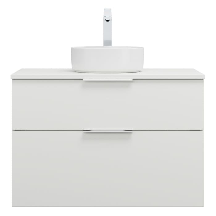 burgbad Eqio Waschtischkombination mit Keramik-Aufsatzwaschtisch 90 cm, mit Griff G0146