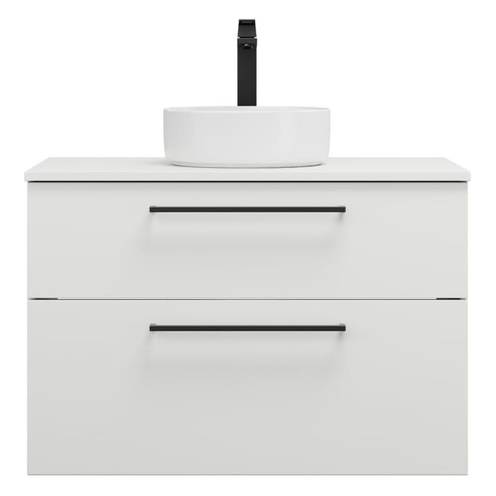 burgbad Eqio Waschtischkombination mit Keramik-Aufsatzwaschtisch 90 cm, mit Stangengriff G0234