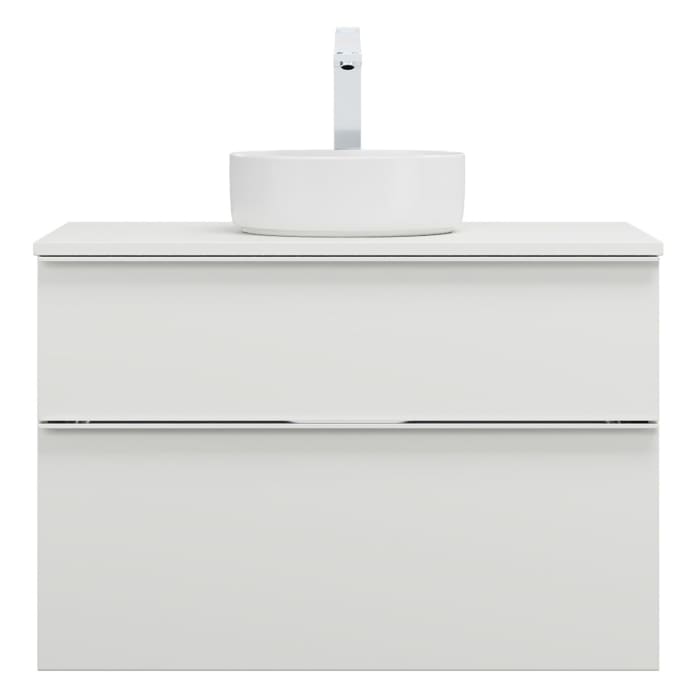 burgbad Eqio Waschtischkombination mit Keramik-Aufsatzwaschtisch 90 cm, mit Griffleiste G0251