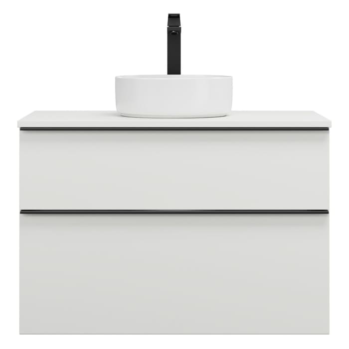 burgbad Eqio Waschtischkombination mit Keramik-Aufsatzwaschtisch 90 cm, mit Griffleiste G0252