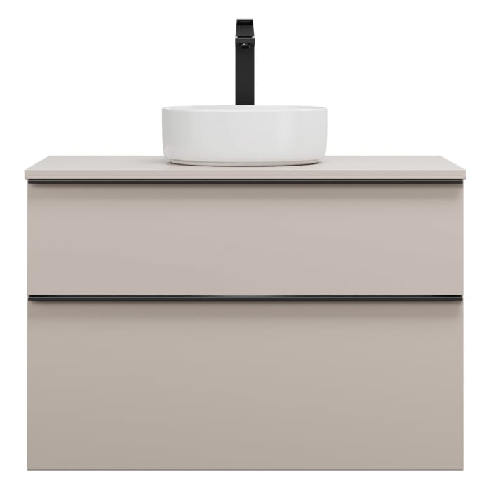 burgbad Eqio Waschtischkombination mit Keramik-Aufsatzwaschtisch 90 cm, mit Griffleiste G0252