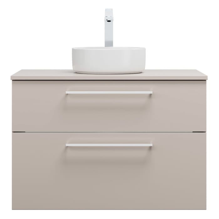 burgbad Eqio Waschtischkombination mit Keramik-Aufsatzwaschtisch 90 cm, mit Stangengriff P95