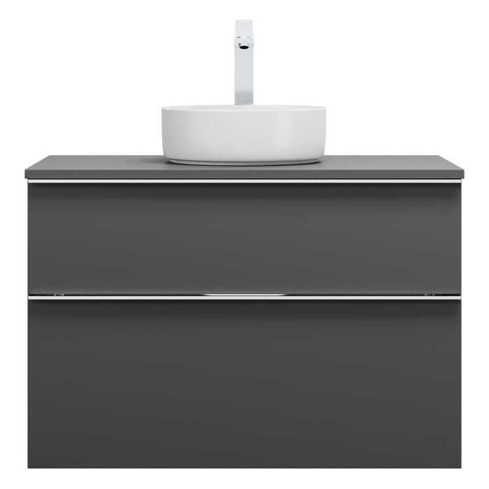 burgbad Eqio Waschtischkombination mit Keramik-Aufsatzwaschtisch 90 cm, mit Griffleiste G0251