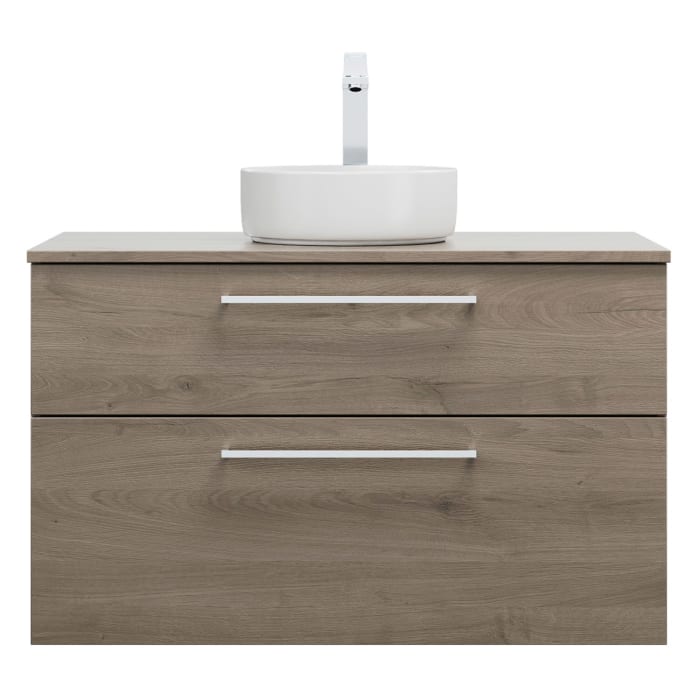 burgbad Eqio Waschtischkombination mit Keramik-Aufsatzwaschtisch 100 cm, mit Stangengriff P95