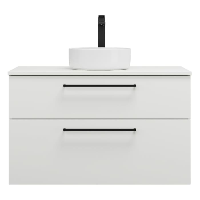 burgbad Eqio Waschtischkombination mit Keramik-Aufsatzwaschtisch 100 cm, mit Stangengriff G0234