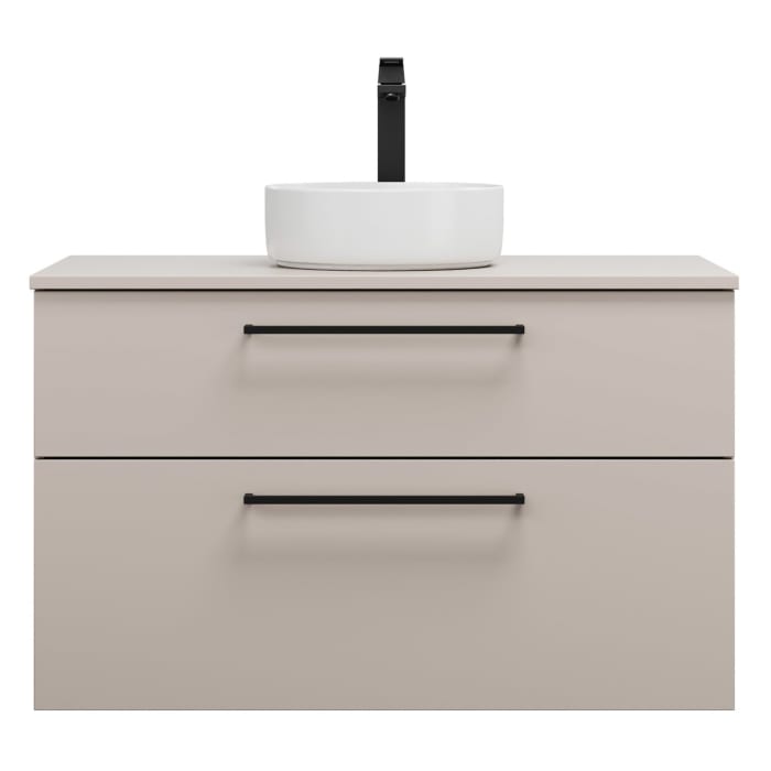 burgbad Eqio Waschtischkombination mit Keramik-Aufsatzwaschtisch 100 cm, mit Stangengriff G0234