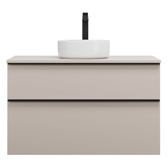 burgbad Eqio Waschtischkombination mit Keramik-Aufsatzwaschtisch 100 cm, mit Griffleiste G0252