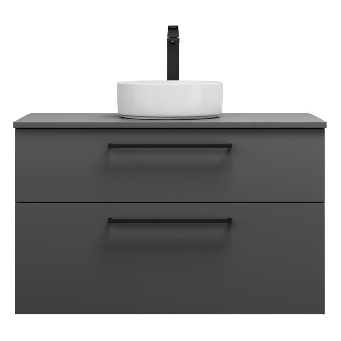 burgbad Eqio Waschtischkombination mit Keramik-Aufsatzwaschtisch 100 cm, mit Stangengriff G0234