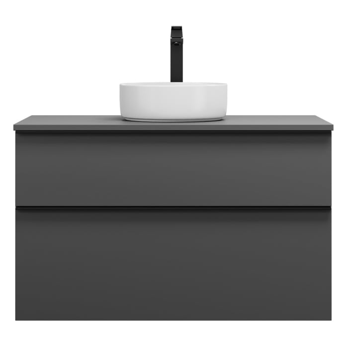 burgbad Eqio Waschtischkombination mit Keramik-Aufsatzwaschtisch 100 cm, mit Griffleiste G0252