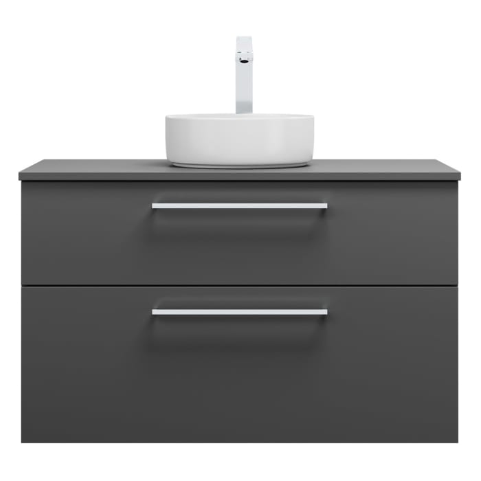 burgbad Eqio Waschtischkombination mit Keramik-Aufsatzwaschtisch 100 cm, mit Stangengriff P95